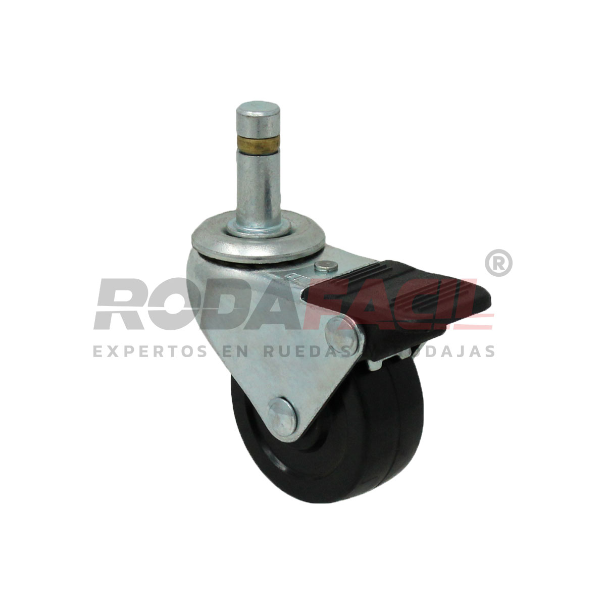 Rodaja giratoria de 2", rueda de hule duro freno frontal