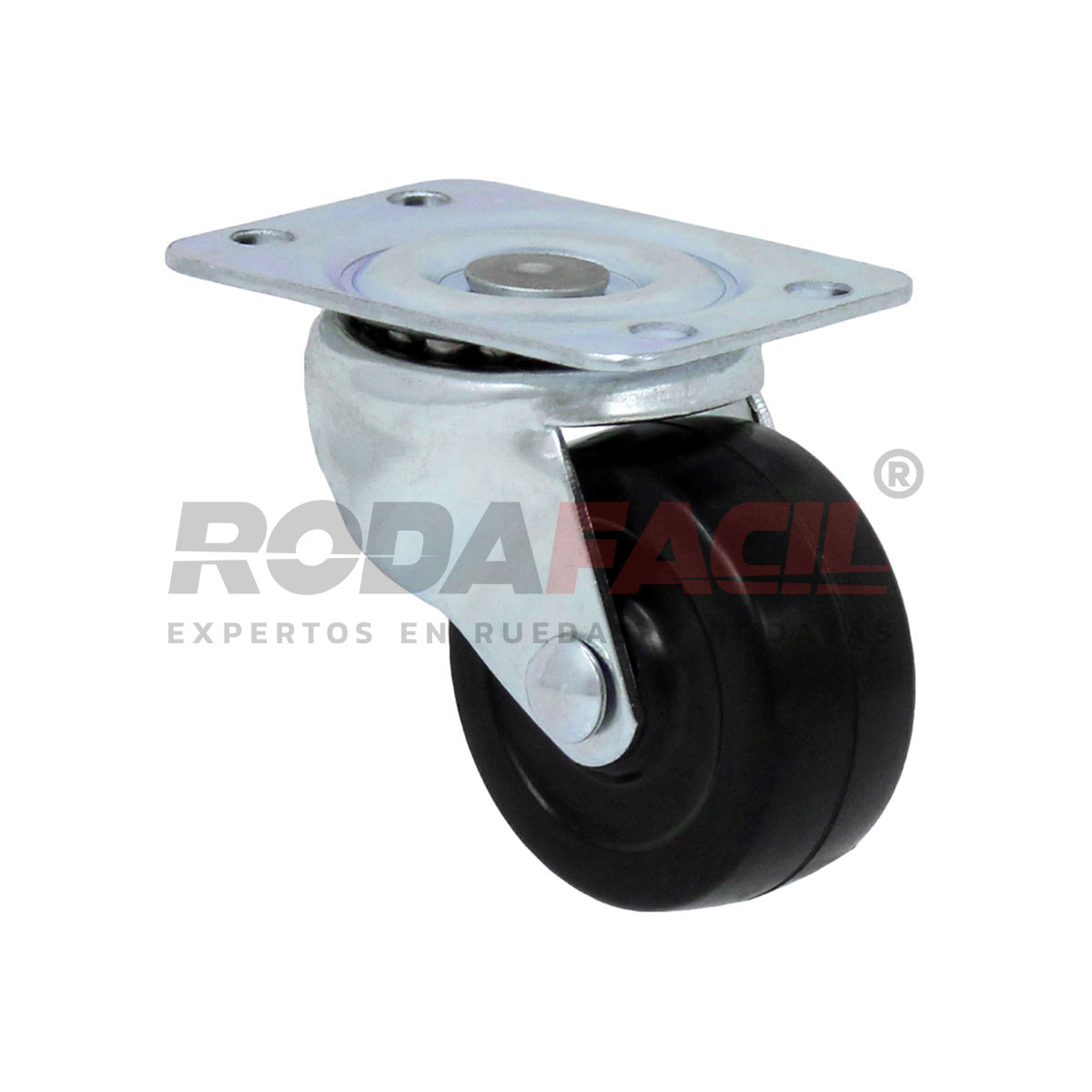 Rodaja giratoria de 2", rueda de hule duro servicio ligero.