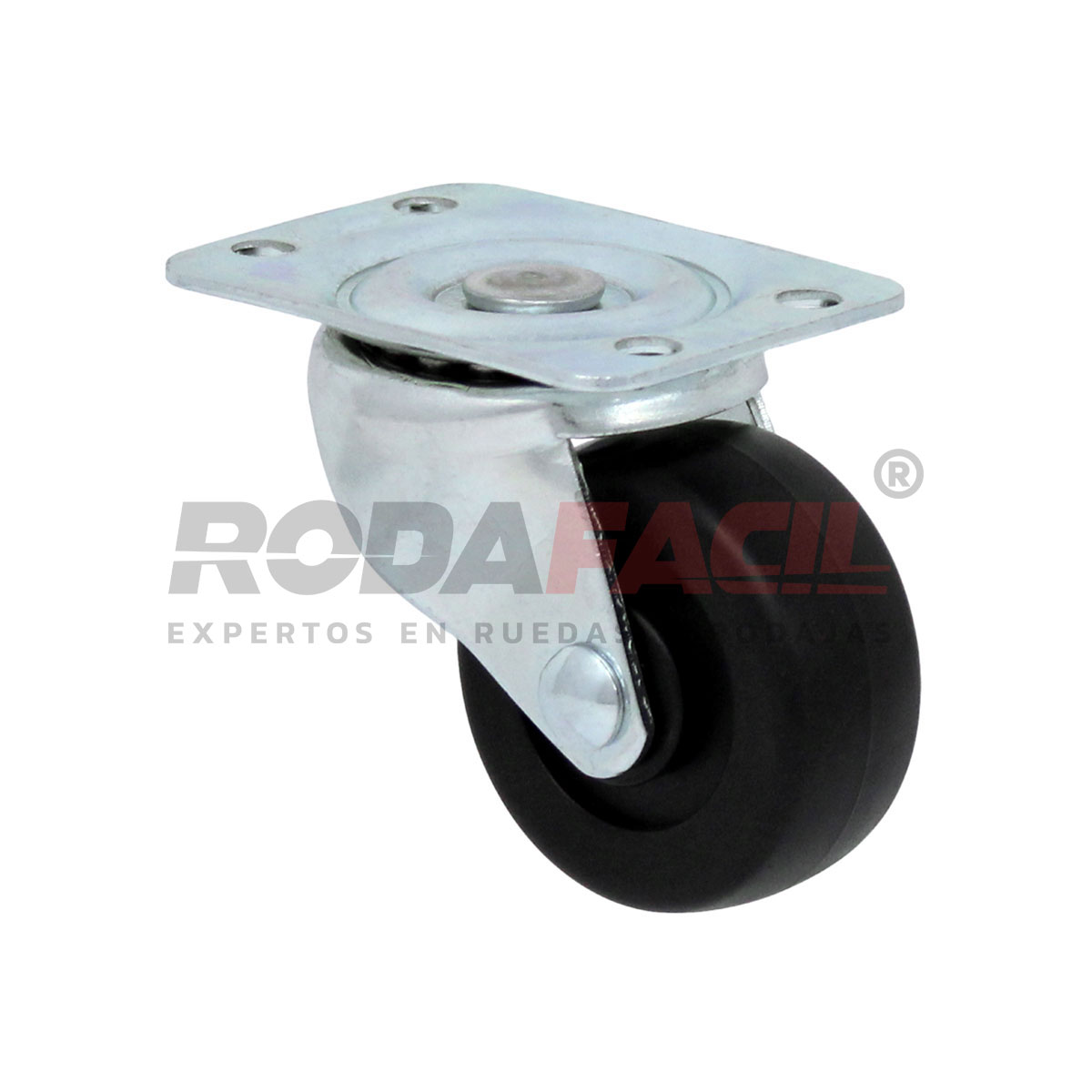 Rodaja giratoria de 2", rueda de plástico, servicio ligero.