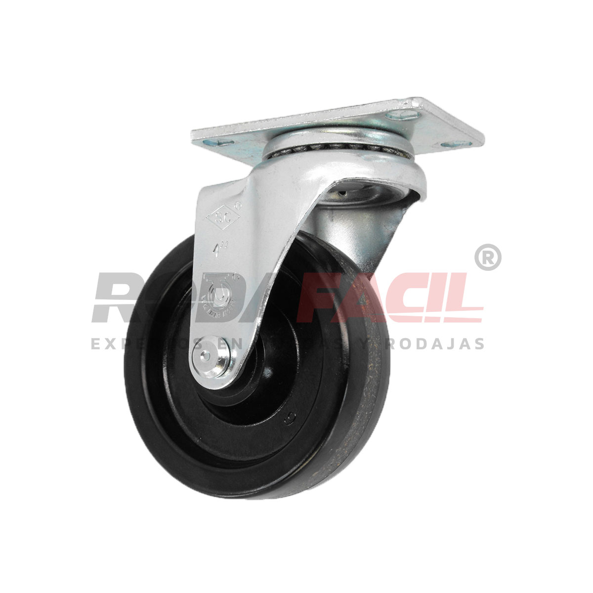 Rodaja giratoria de 4", rueda de fenólica, servicio medio ligero