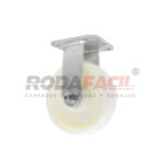 Rodaja Fija de 6", rueda de Plástico con balero de rodillos y buje. Acabado galvanizado. Servicio medio pesado